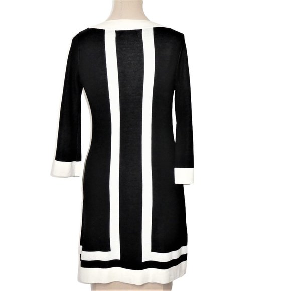 I.N.C International Concepts Black/Off White Stripe Pattern A Line Dress… - Picture 2 of 9